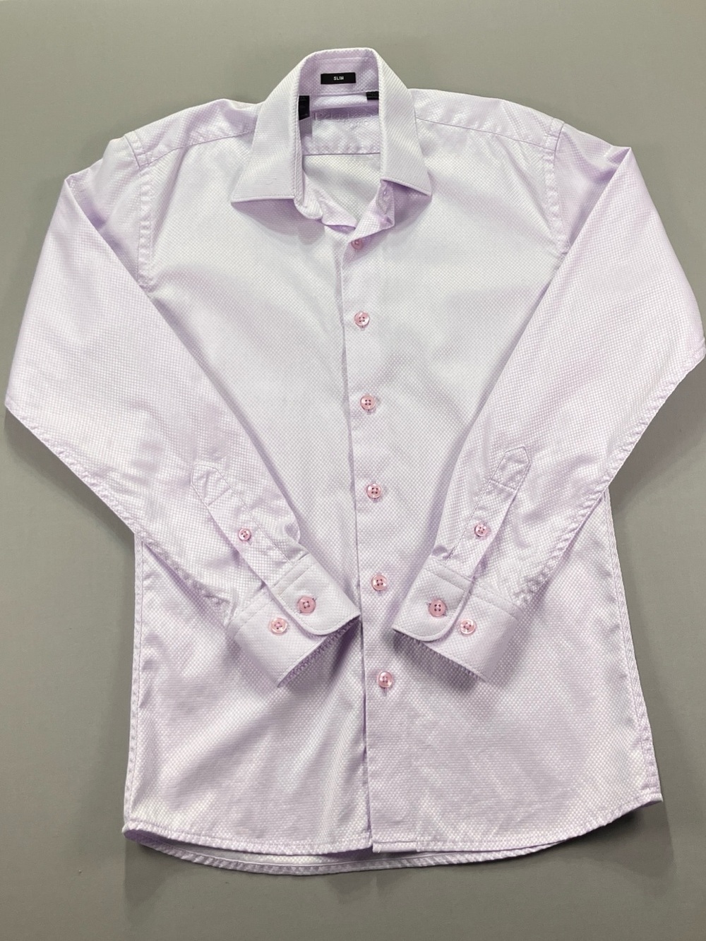 Boy’s Ragazzo Uomo Slim Lavender Dress Shirt - Classic Collared Button-Up Sz 12